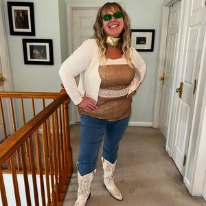 Gold Sequin Y2K Skirt or tube top